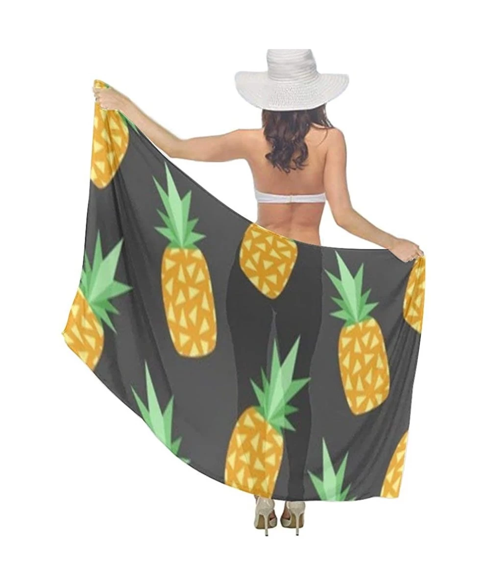 Cover-Ups Women's Swimwear Cover Ups- Summer Vacation Beach Sarong Soft Shawl Wrap - Summer Pineapple - CL19C49HM2K