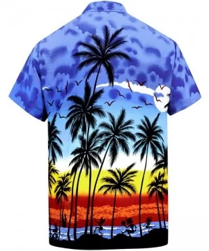 Cover-Ups Men's Night Club Party Dress Short Sleeve Hawaiian Shirt - Summer Blue_w140 - CY17YTE8SGR