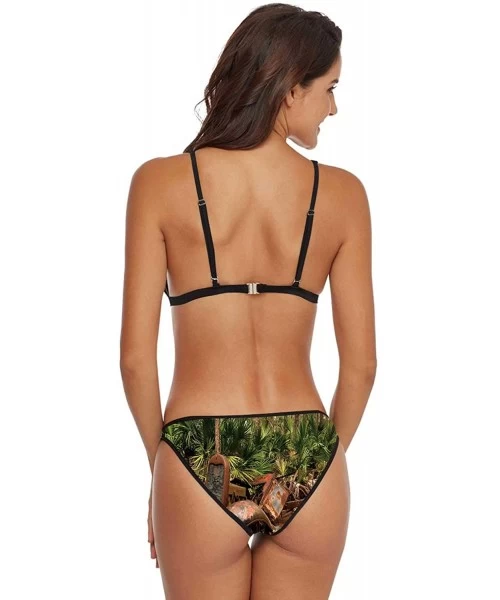 Sets Fox Hunt-Womens Floral Printing Bottoms Padded Halter Bikini Two Piece Swimsuits - Multi 36 - C5199HS82O8