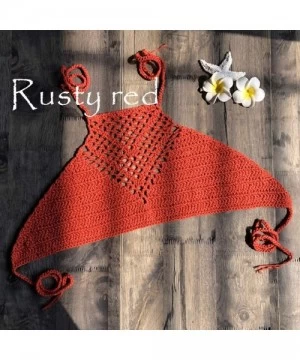 Tops 2019 Bikini Tops for Women Hollow Design/Summer Crochet Crop Bikini Top (Many Color for Choose) - Red - C318TH6D7WC