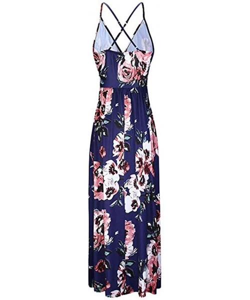 Cover-Ups Women Deep V-Neck Strap Casual Floral Dress Print Maxi Split Dress- Women's Sexy V-Neck Strap Dress- Women's Sundre...