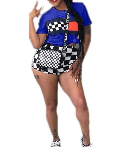 Board Shorts Women's Short Checkerboard Premium Blouse + Bodycon Long Pants - As1 - CS18R27Y3W3