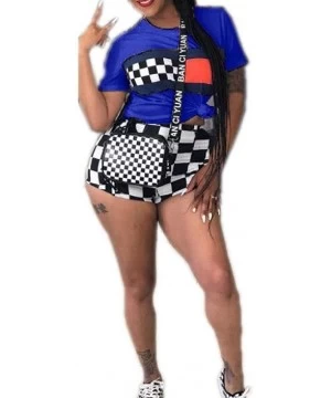 Board Shorts Women's Short Checkerboard Premium Blouse + Bodycon Long Pants - As1 - CS18R27Y3W3