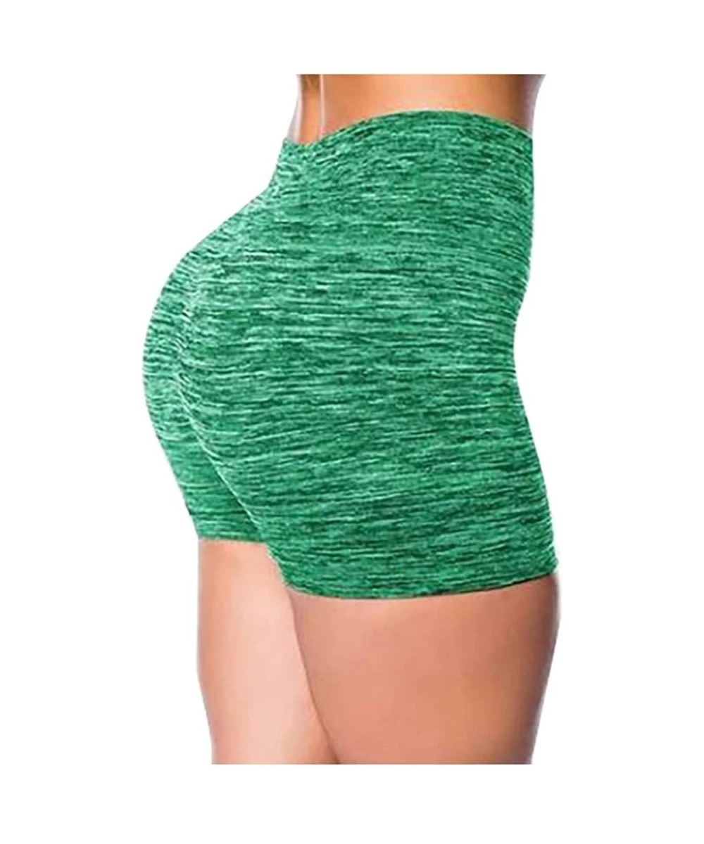 Cover-Ups Women High Waist Yoga Short Pilates Tight Compression Pants Sports Casual Work Out Athletic Shorts - Green - CT198X...