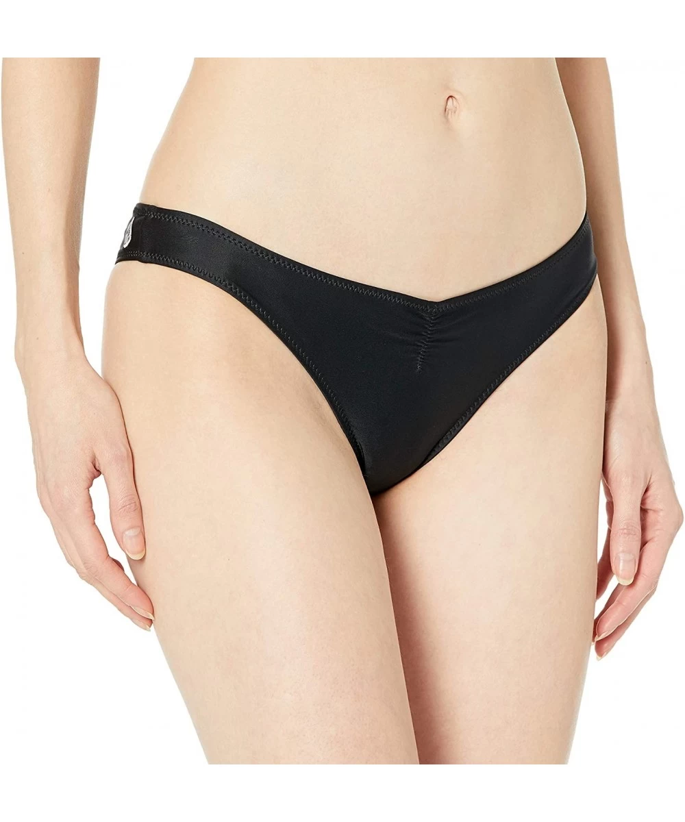 Tankinis Women's Simply Solid V Beach Pant Bikini Bottom - Black - CZ18D9GLZDL