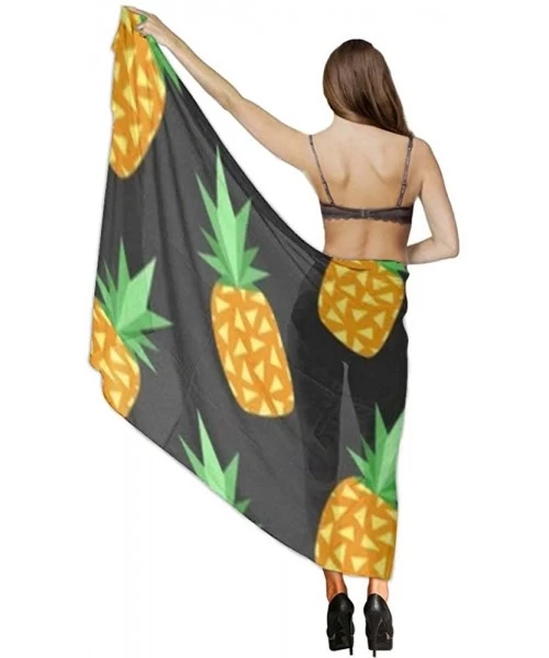 Cover-Ups Women's Swimwear Cover Ups- Summer Vacation Beach Sarong Soft Shawl Wrap - Summer Pineapple - CL19C49HM2K