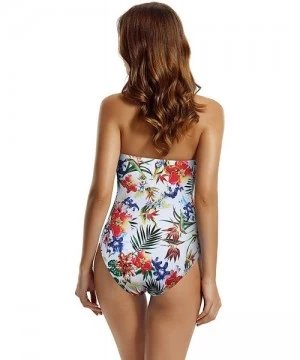 One-Pieces Women's Twist Tummy Control One Piece Swimsuit - Floral - CZ193ICECCR