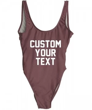 One-Pieces Personalized Bathing Suits Custom Text One-Piece Suit Letter Print Swimsuit Wedding Gift Monokini - Mauve - CH18OX...