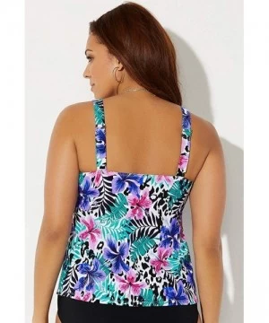 Tankinis Women's Plus Size Flared Tankini Top - Animal Floral - C6196H0TCQS