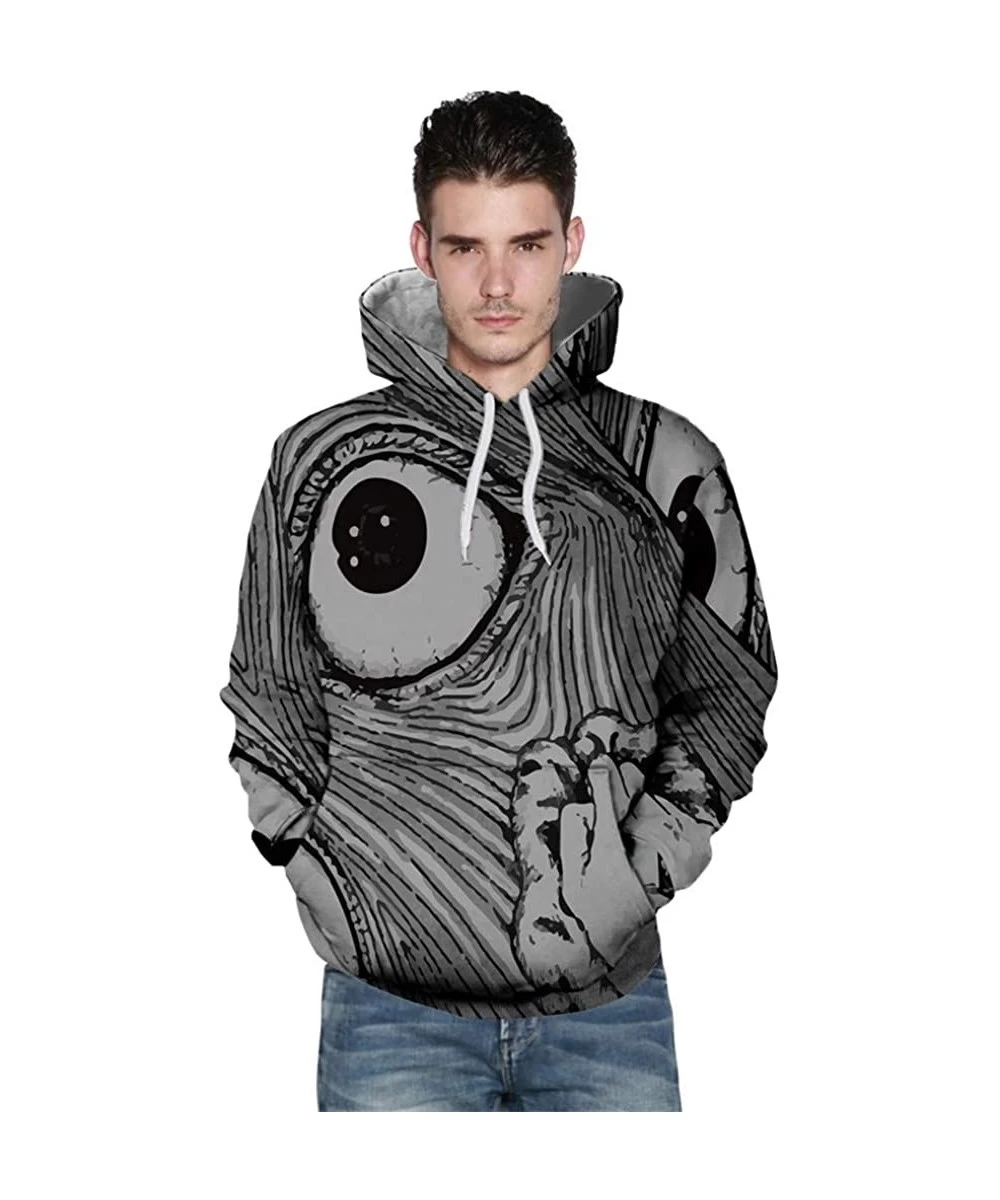 Rash Guards Halloween Mens 3D Print Blouse Casual Scary Lover Party Long Sleeve Hoodie Top - Black5 - C218YIHKTH6