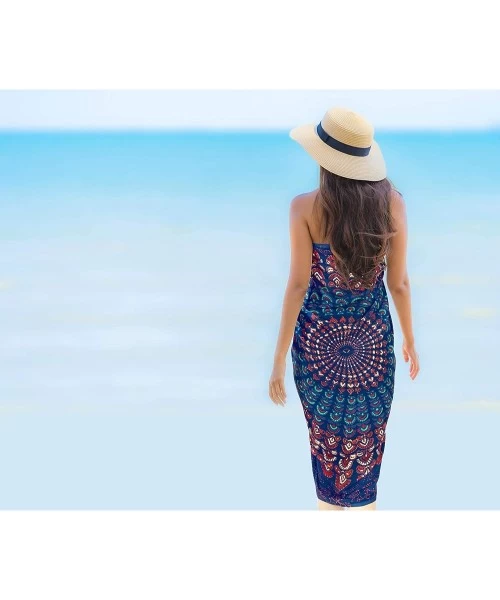 Cover-Ups Women's Swimsuit Cover Up Beach Wrap Skirt Hawaiian Sarongs Full Long C - Blue_d296 - C612NZ4G3SC