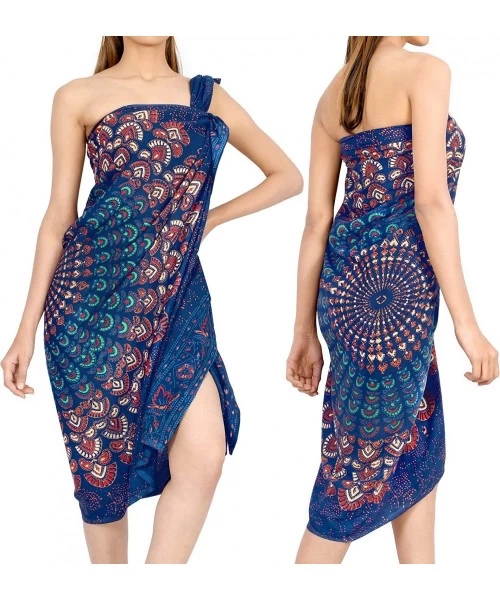 Cover-Ups Women's Swimsuit Cover Up Beach Wrap Skirt Hawaiian Sarongs Full Long C - Blue_d296 - C612NZ4G3SC