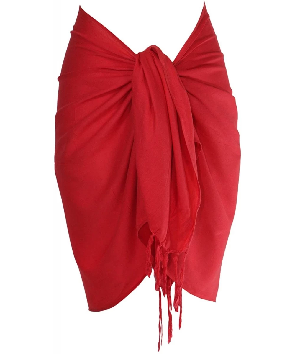 Cover-Ups Womens Solid Half/Mini Swimsuit Sarong in Your Choice of Color - Red - CT11178H49L