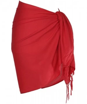 Cover-Ups Womens Solid Half/Mini Swimsuit Sarong in Your Choice of Color - Red - CT11178H49L