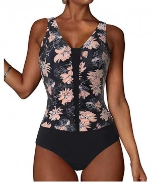 Cover-Ups Women's Halter Plus Size Swimwear National Print Tankini Swimjupmsuit Plus Size Swimsuit Beachwear Padded 3black - ...