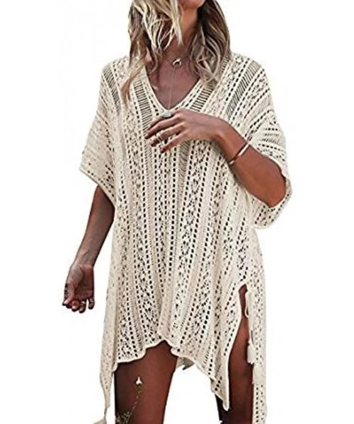 Cover-Ups Womens Loose Swimwear Cover UPS Bikini Swim Beach Wear Cover up Dress - A-beige - CX18OTM97ZK