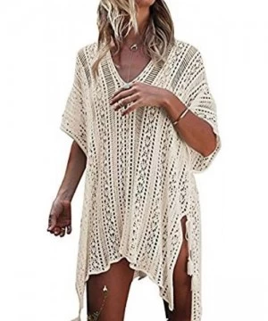 Cover-Ups Womens Loose Swimwear Cover UPS Bikini Swim Beach Wear Cover up Dress - A-beige - CX18OTM97ZK