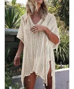 Cover-Ups Womens Loose Swimwear Cover UPS Bikini Swim Beach Wear Cover up Dress - A-beige - CX18OTM97ZK