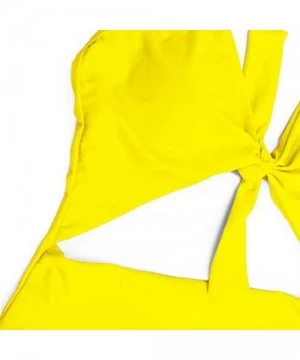 One-Pieces Womens Swimming Padded Swimsuit Push Up Bikini Sets Swimwear one Piece - Yellow - CI18TO2QO4R