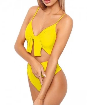 One-Pieces Womens Swimming Padded Swimsuit Push Up Bikini Sets Swimwear one Piece - Yellow - CI18TO2QO4R