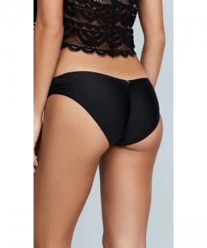 Bottoms Women's Basic Ruched Seamless Full Bikini Bottom - Black - C112NGFAB3Z