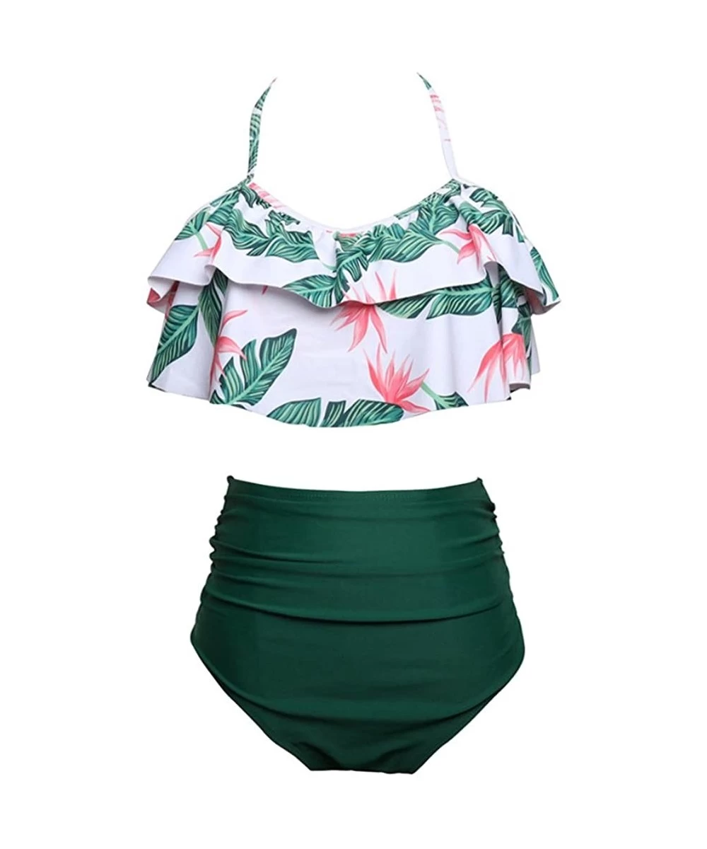 Sets Women's High Waist Bikini Halter Swimsuit 2Piece Swimwear - Green - CQ18CYQZ2XE