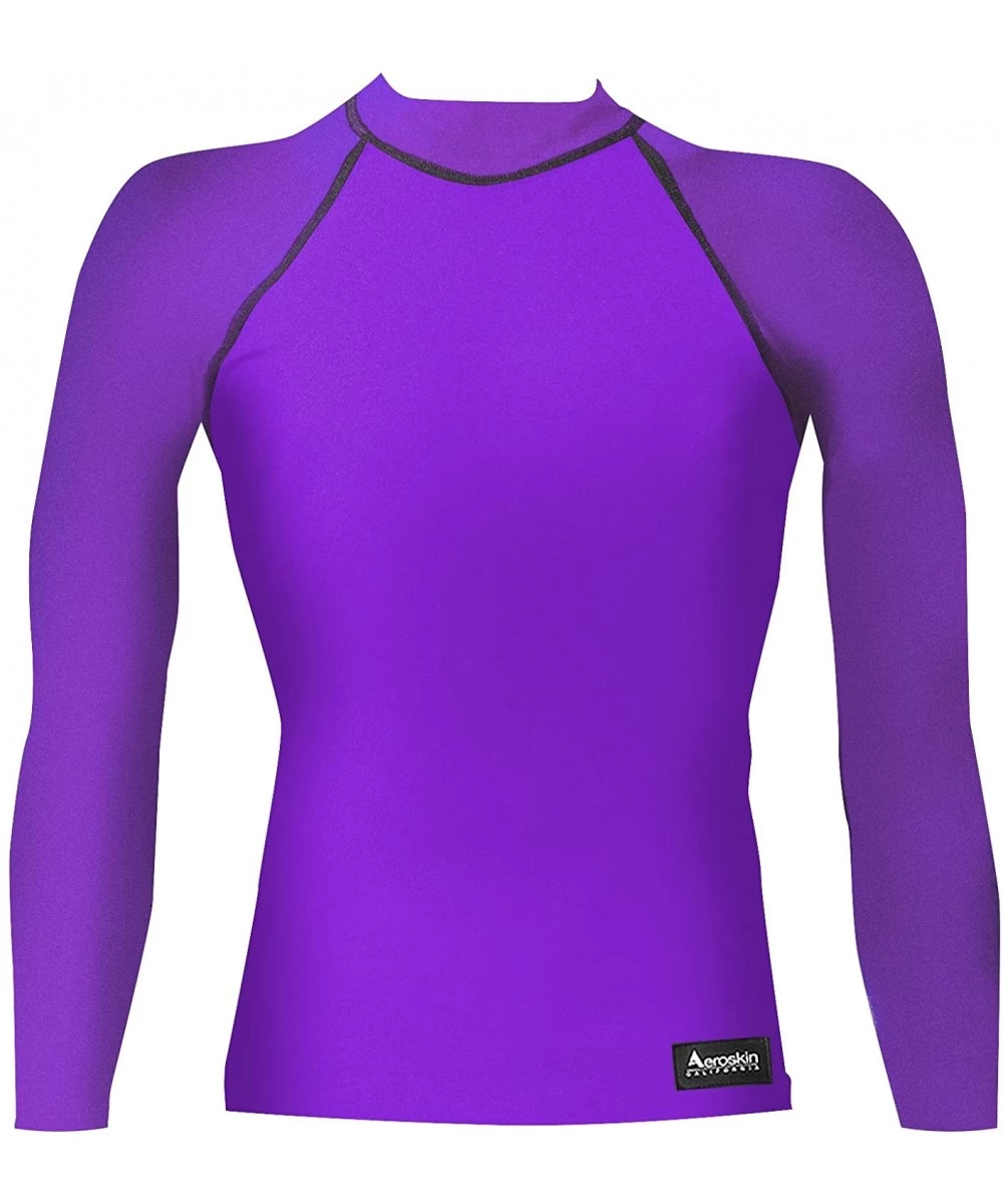 Rash Guards Polyester Long Sleeve Rash Guard (Full Pattern) - Purple - CP114UW5UWT