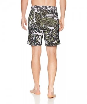 Board Shorts Men's Fixed Waist Long Length Boardshort Swimsuit Trunks 9" Inseam - 500 Miles Black Palm - CT18O56DSUA