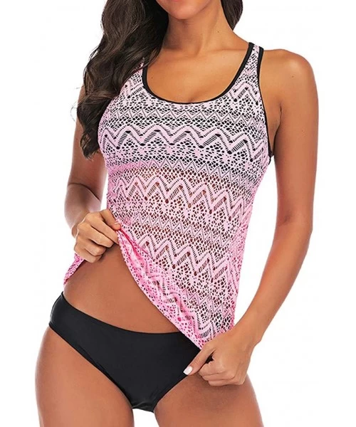 Cover-Ups 80s Swimsuit for Women Bathing Suits Tankini Swimwear - Pink - CU196WQ9IY5