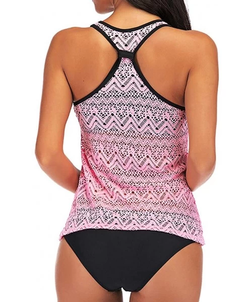 Cover-Ups 80s Swimsuit for Women Bathing Suits Tankini Swimwear - Pink - CU196WQ9IY5