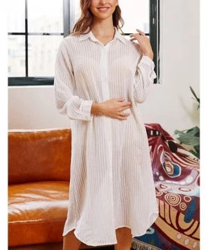 Cover-Ups Women Embroidered Half/Long Sleeve Swimsuit Cover Up Mini Beach Dress - White 6 - C71992WX373