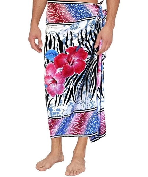 Cover-Ups Men's Plus Size Swimwear Pareo Sarong Lava Lava Coverups Wrap Vacation - Pink_r696 - CV12O32D22L