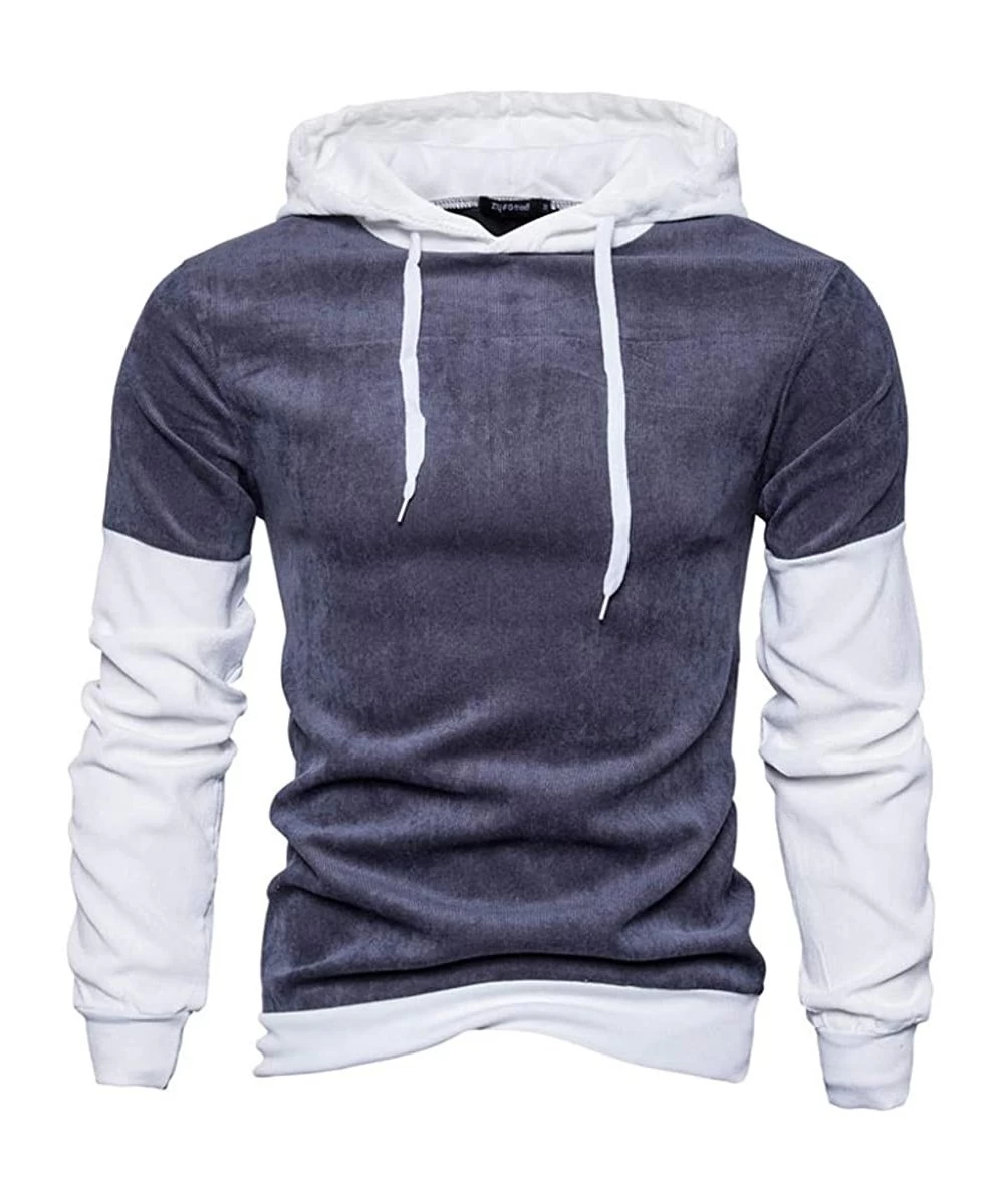 Rash Guards Sweatershirt- Men's Casual Fashion Printing Hoodie Pure Color Long Sleeves Tops - Gray - CM18XT7NOZQ