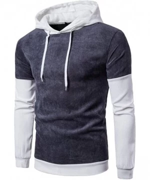 Rash Guards Sweatershirt- Men's Casual Fashion Printing Hoodie Pure Color Long Sleeves Tops - Gray - CM18XT7NOZQ