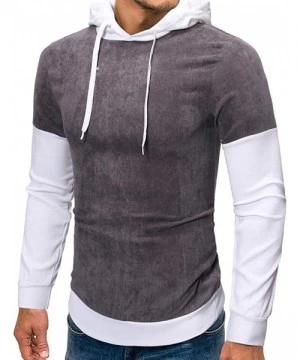 Rash Guards Sweatershirt- Men's Casual Fashion Printing Hoodie Pure Color Long Sleeves Tops - Gray - CM18XT7NOZQ