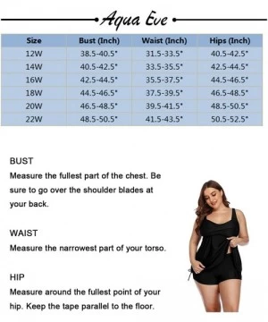 Tankinis Plus Size Bathing Suits for Women Flowy Tankini Swimsuits with Shorts Two Pieces V Neck Cross Back Swimwear - Black ...