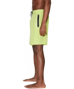 Board Shorts Men's Hydro Series Laser-Cut Boardshorts - Quick Dry Lightweight Swimwear - Lime - CH193O5HH5S