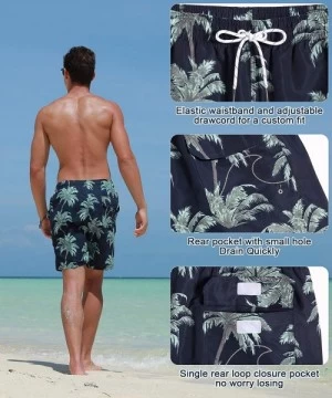 Trunks Mens Swim Trunks Quick Dry Beach Shorts - Navy Coco Tree - CX18SA46825