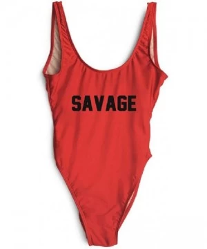 One-Pieces Savage Sexy Bodysuit Bathing Suit Badpak Monokini Beachwear - Red Black - CW18G602Y0I