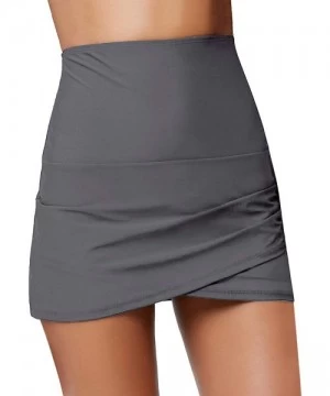 Tankinis Women High Waist Swim Skirt Bikini Bottom Tie Side Tankini Skort - O Grey - CF194GQ0EOU