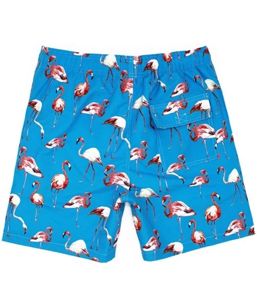 Trunks Men's Quick Dry Swim Trunks Bathing Suit Beach Shorts with Mesh Lining - Blue Flamingo - CK18NCGSO7A