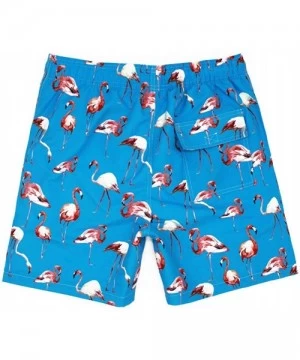 Trunks Men's Quick Dry Swim Trunks Bathing Suit Beach Shorts with Mesh Lining - Blue Flamingo - CK18NCGSO7A