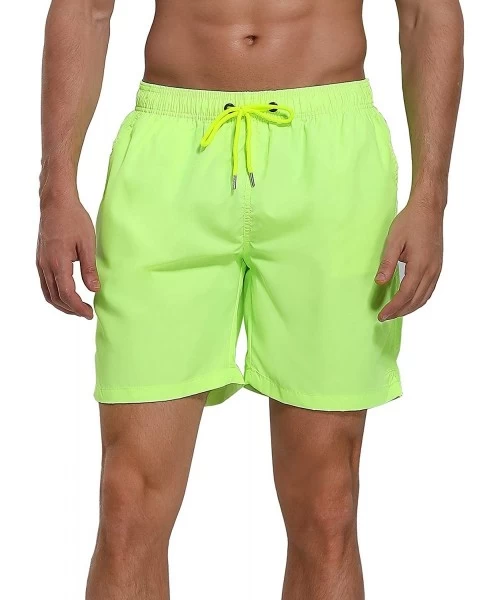 Board Shorts Men's Swim Trunks Beach Board Shorts Dry Quickly Stripe Bathing Suits - Shorts New Neon Yellow - CQ18UXXR6NZ