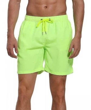 Board Shorts Men's Swim Trunks Beach Board Shorts Dry Quickly Stripe Bathing Suits - Shorts New Neon Yellow - CQ18UXXR6NZ