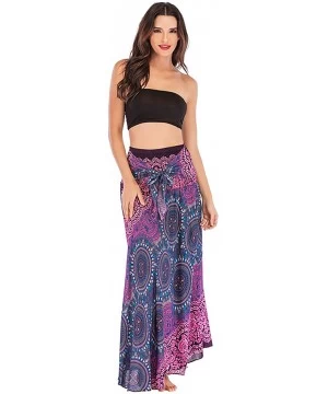 Cover-Ups Women's Long Hippie Bohemian Skirt Gypsy Dress Bohemian 2 in 1 Printed Beach Dress Skirt Cover Up Female Bikini Wra...