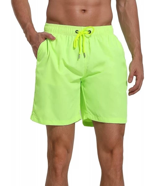 Board Shorts Men's Swim Trunks Beach Board Shorts Dry Quickly Stripe Bathing Suits - Shorts New Neon Yellow - CQ18UXXR6NZ