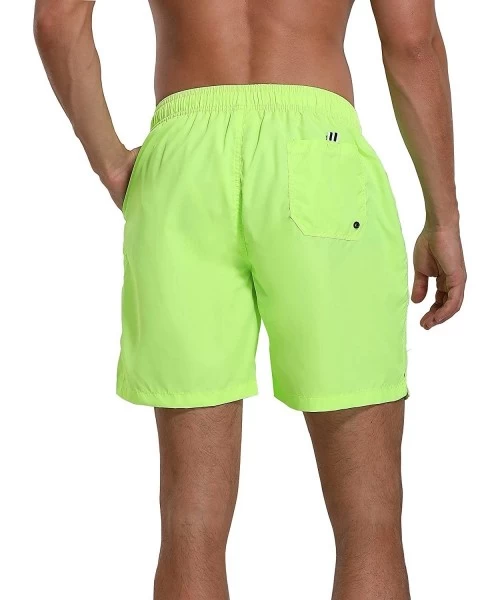 Board Shorts Men's Swim Trunks Beach Board Shorts Dry Quickly Stripe Bathing Suits - Shorts New Neon Yellow - CQ18UXXR6NZ