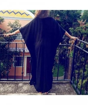 Cover-Ups Women's Print Kaftan Loungewear Caftan Beach Long Dress Bikini Swimsuit Cover up Swimwear (Black D) - C518S7WGSGW