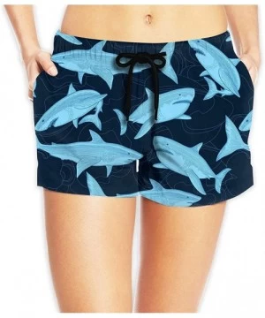 Board Shorts Cartoon Sharks Swimming Women's Board Shorts Beachshort Swim Slim Trunks with Side Pockets - Big Shark Fish - C6...