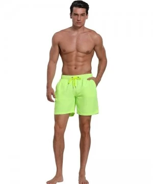 Board Shorts Men's Swim Trunks Beach Board Shorts Dry Quickly Stripe Bathing Suits - Shorts New Neon Yellow - CQ18UXXR6NZ